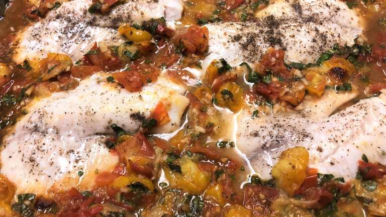 Roasted Cod and Tomatoes With Basil and White Wine Recipe - Food.com